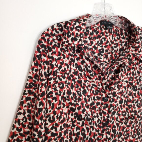 Sanctuary Black & Red Mod Cheetah Print Blouse - Picture 4 of 9